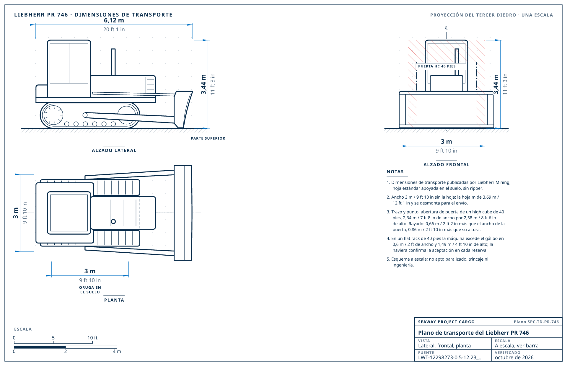 Plano de transporte del Liebherr PR 746