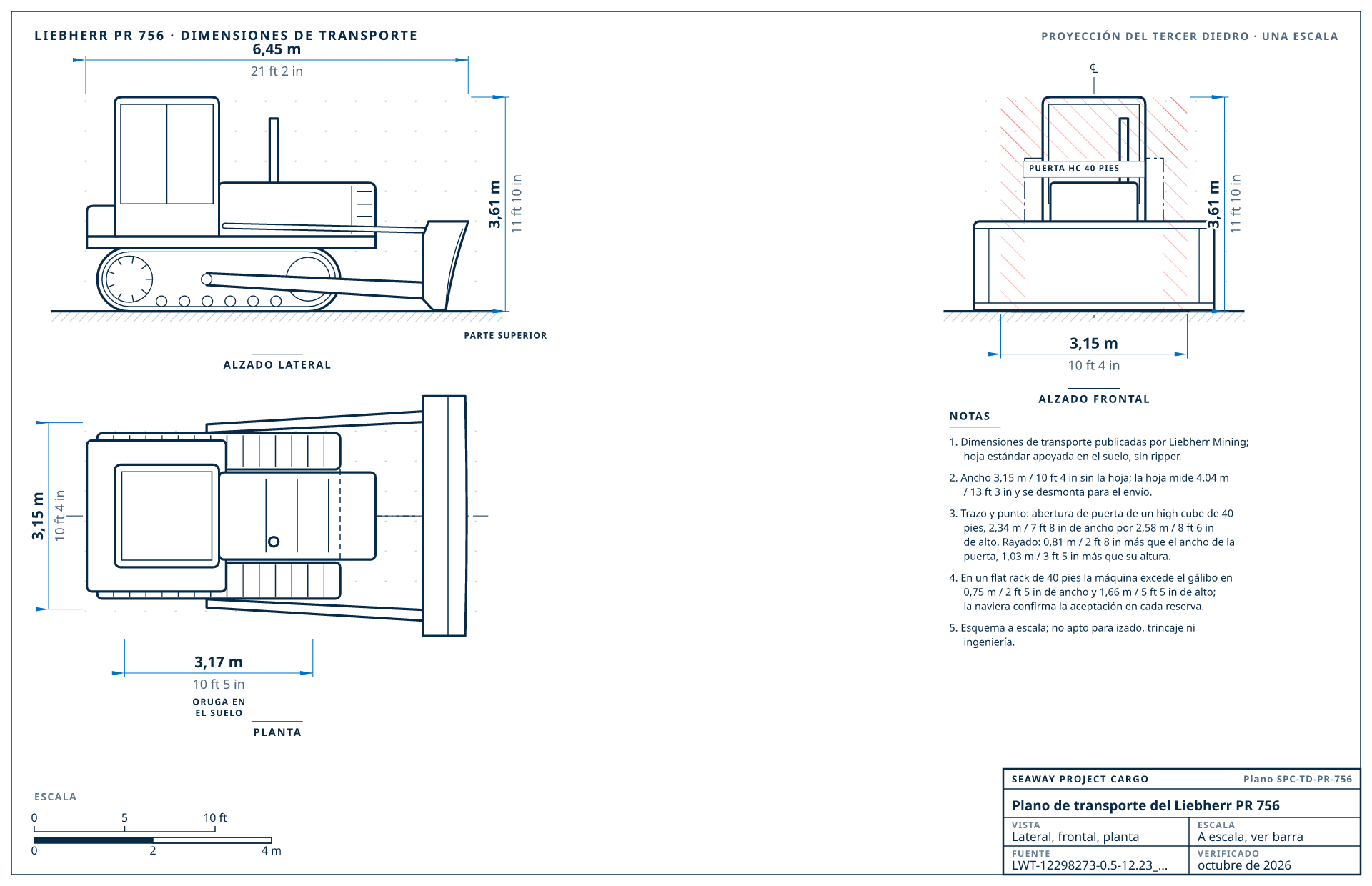 Plano de transporte del Liebherr PR 756