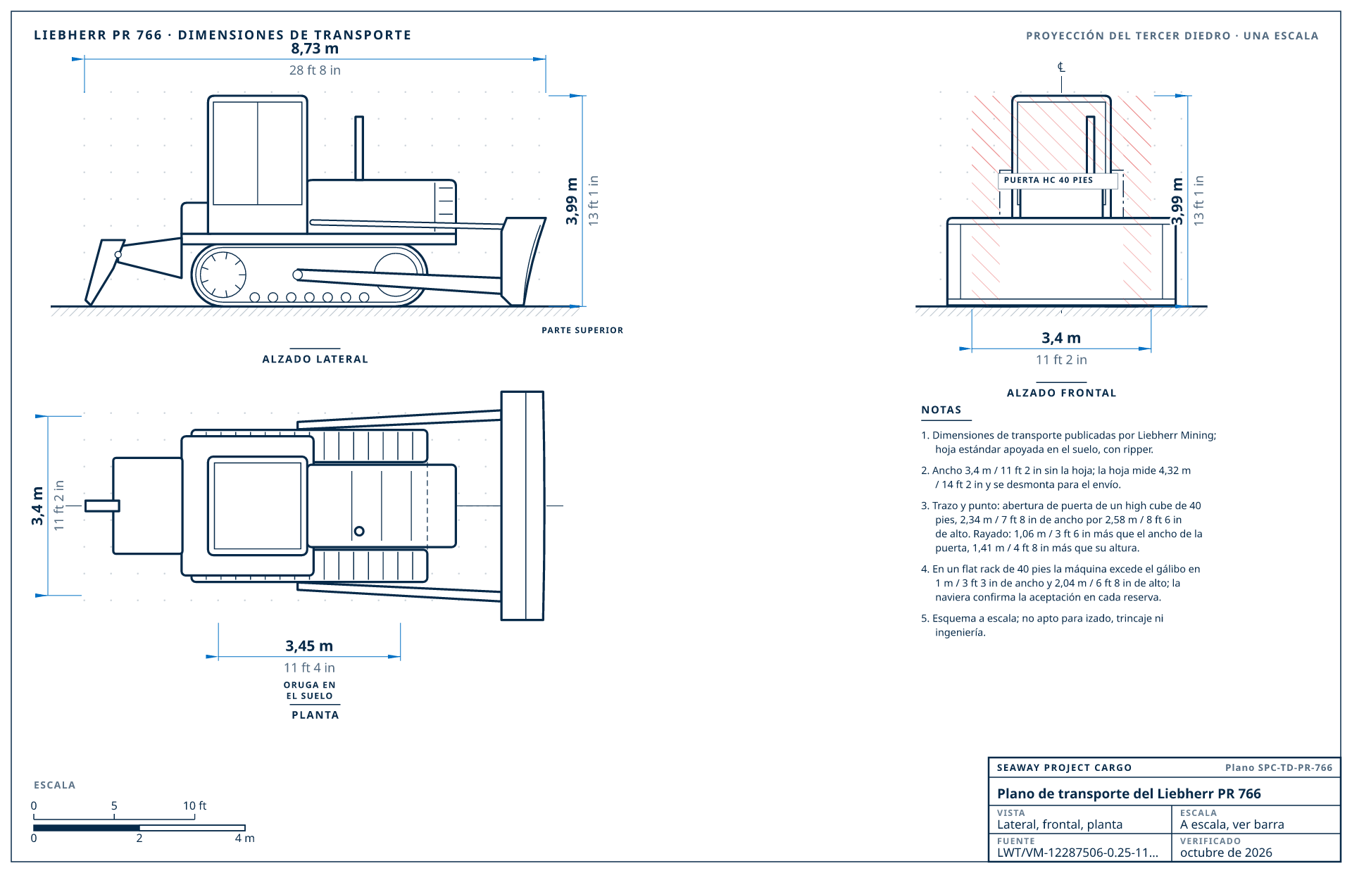 Plano de transporte del Liebherr PR 766