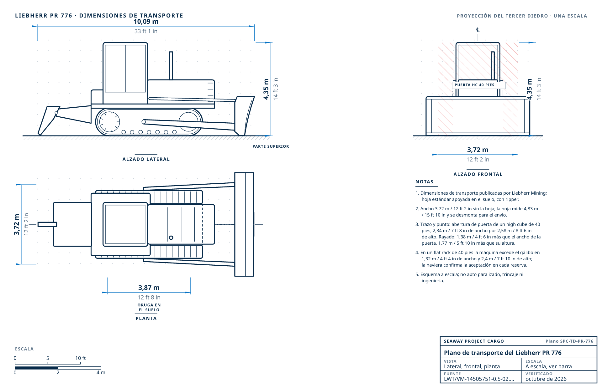 Plano de transporte del Liebherr PR 776