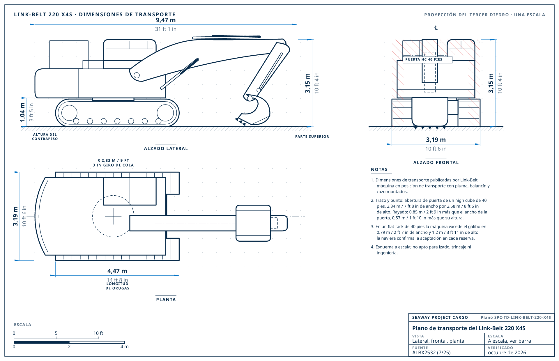 Plano de transporte del Link-Belt 220 X4S