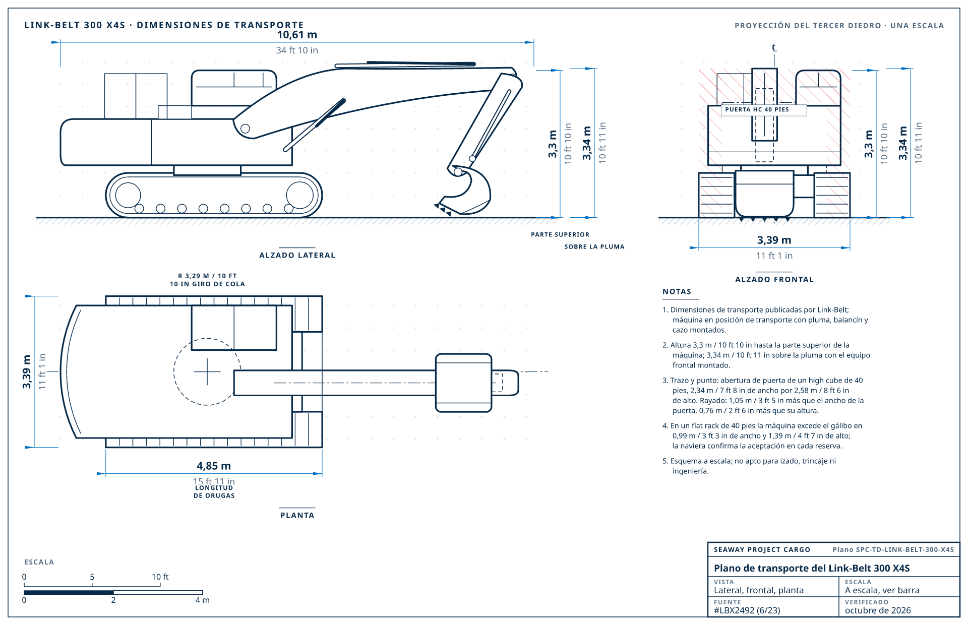 Plano de transporte del Link-Belt 300 X4S