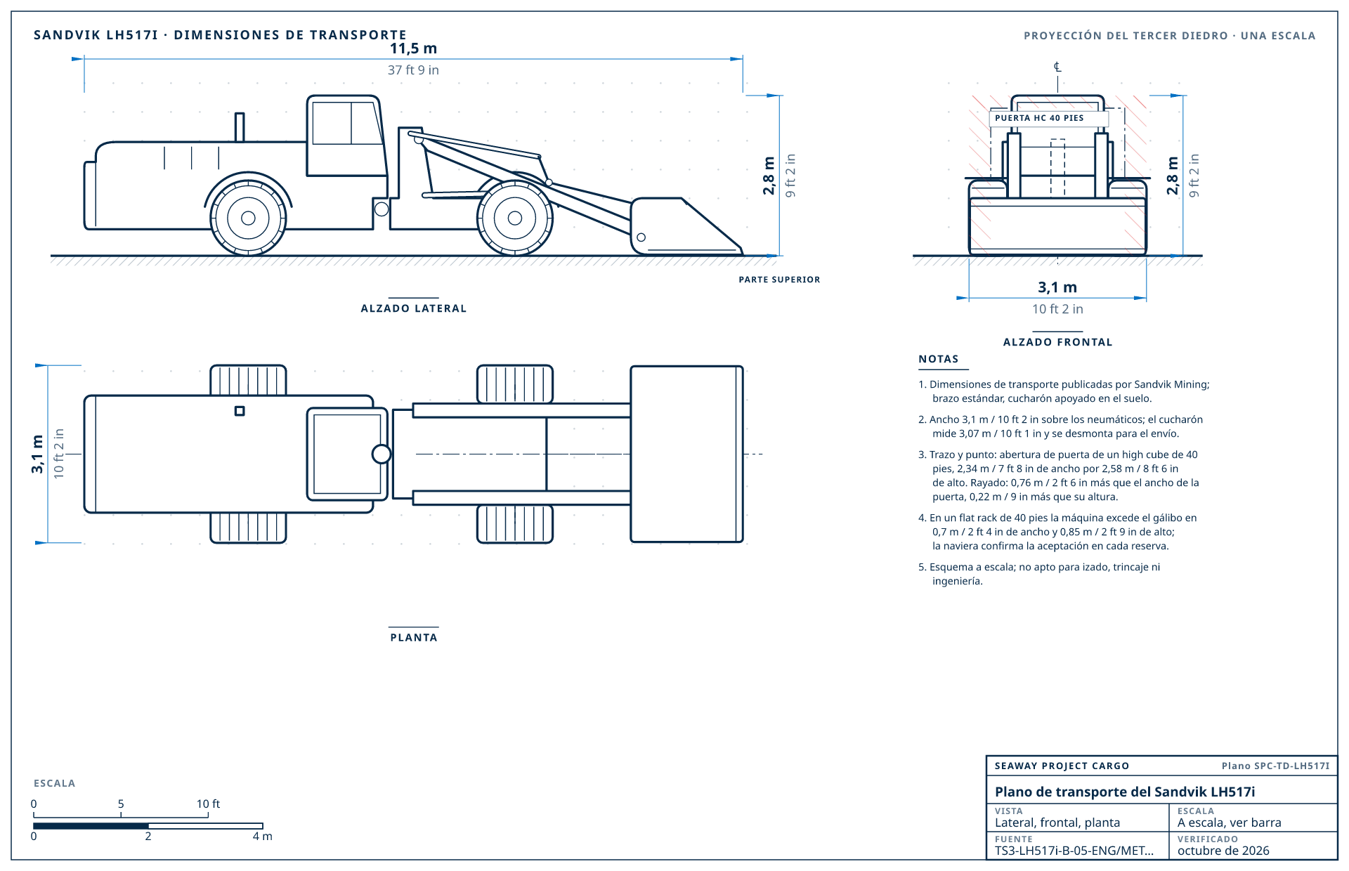 Plano de transporte del Sandvik LH517i