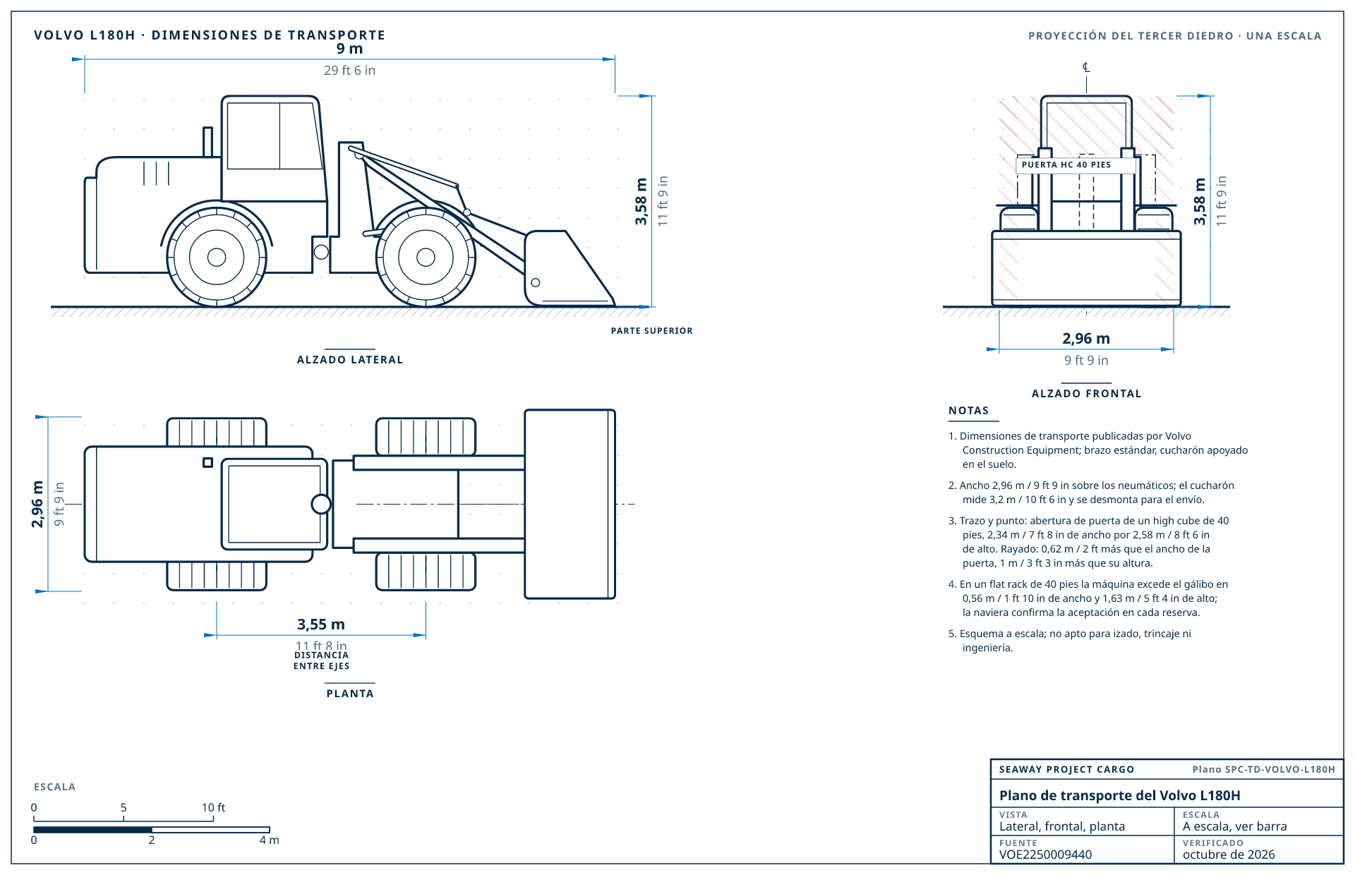 Plano de transporte del Volvo L180H