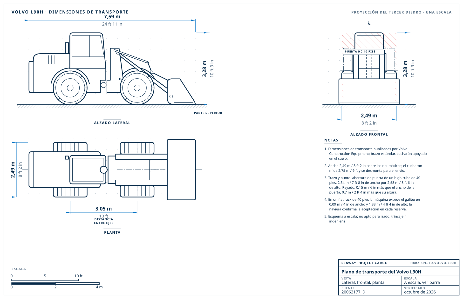 Plano de transporte del Volvo L90H