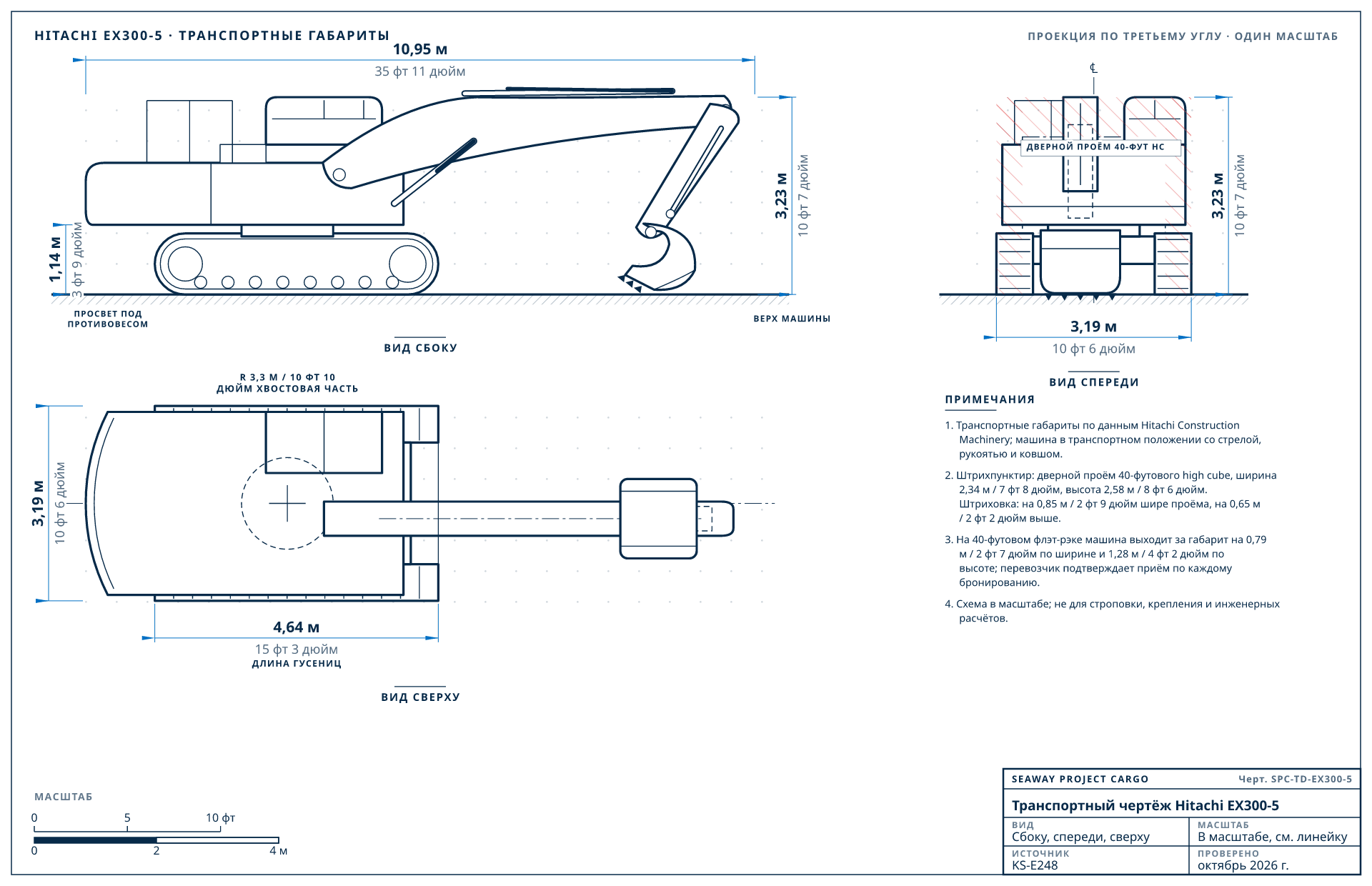 Транспортный чертёж Hitachi EX300-5