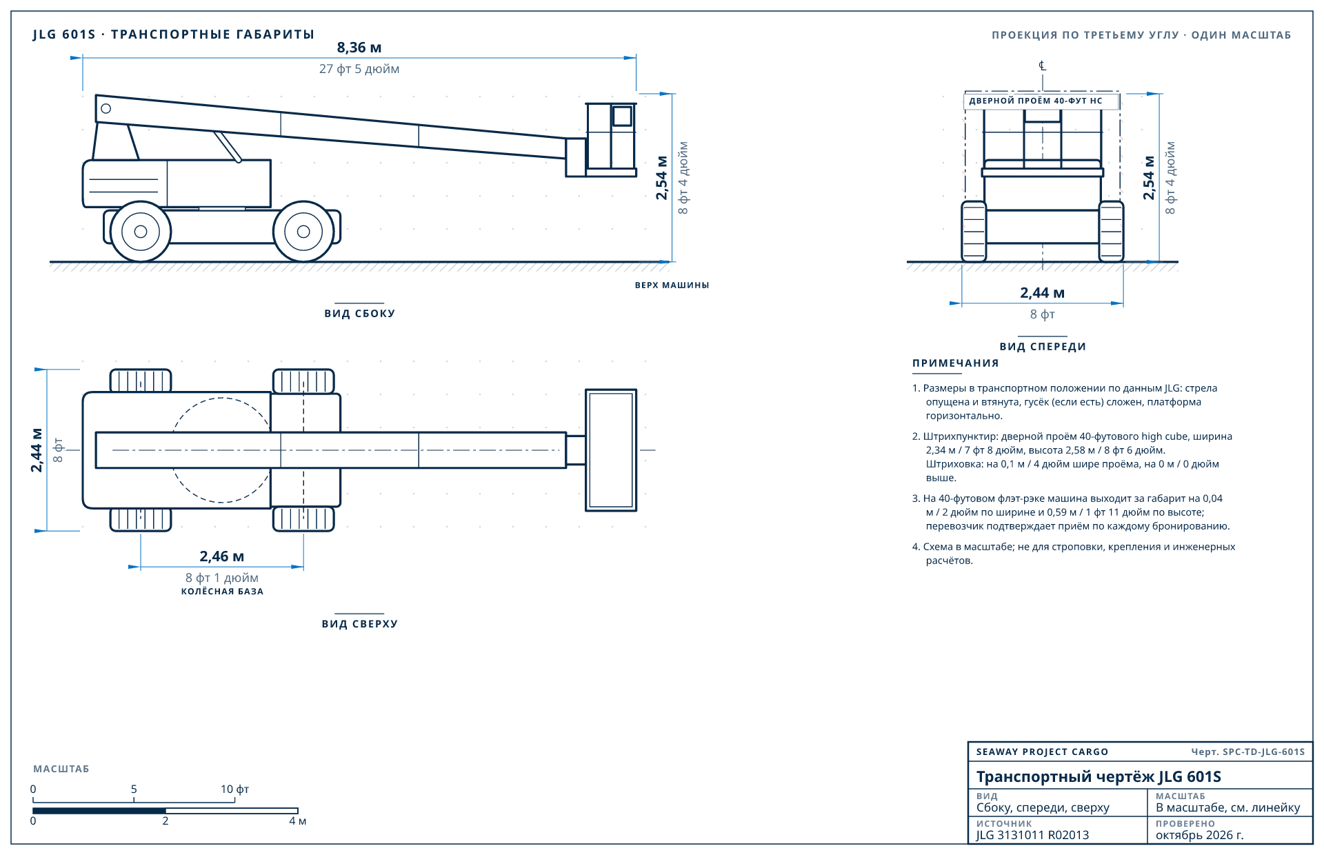 Транспортный чертёж JLG 601S