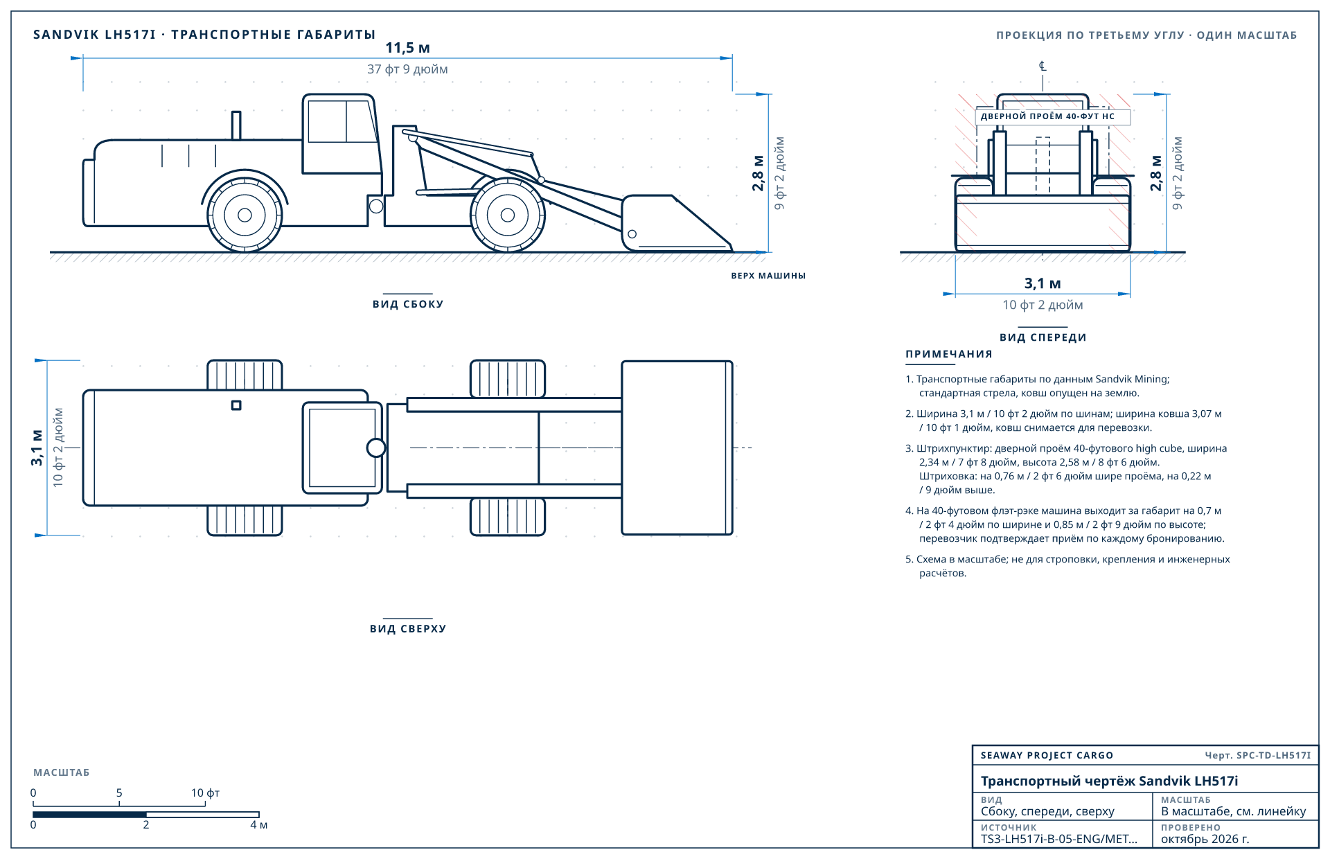 Транспортный чертёж Sandvik LH517i
