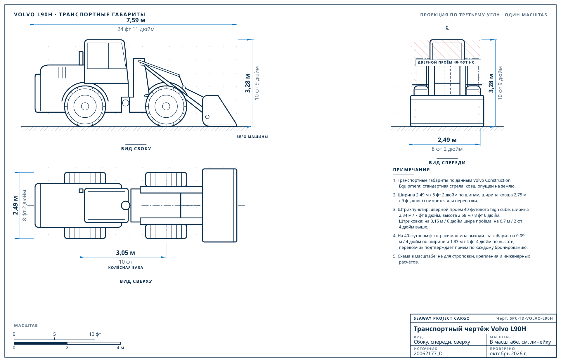 Транспортный чертёж Volvo L90H