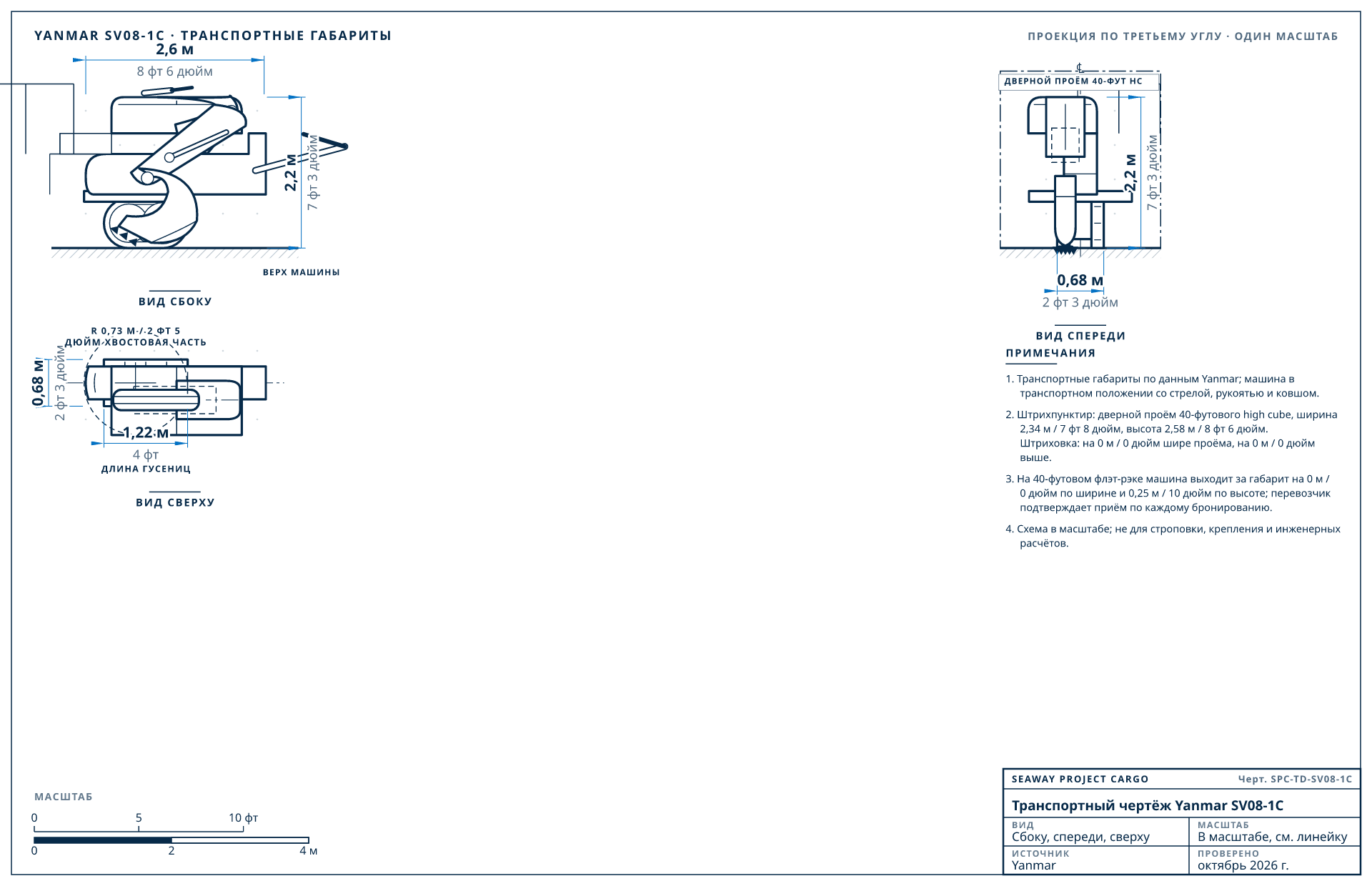 Транспортный чертёж Yanmar SV08-1C